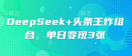 DeepSeek+头条王炸组合，单日变现3张-百创网