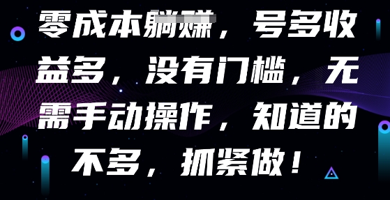 零成本全自动，号多收益多，没有门槛，无需手动-百创网