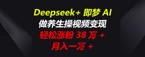 Deepseek+即梦AI，做养生操视频变现，轻松涨粉38W+，月入一W+-百创网