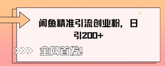 闲鱼精准引流创业粉，轻松日引200+-百创网