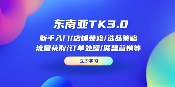 （14208期）东南亚TK3.0：新手入门/店铺装修/选品策略/流量获取/订单处理/联盟营销等-百创网