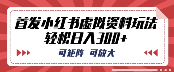 首发小红书虚拟资料玩法，可矩阵，可放大，轻松日入3张-百创网