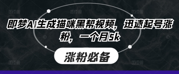 即梦AI生成猫咪黑帮视频，迅速起号涨粉，一个月5k-百创网