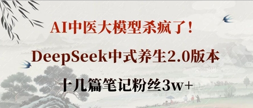 AI中医大模型杀疯了！DeepSeek中式养生2.0版本，十几篇笔记粉丝3w+-百创网