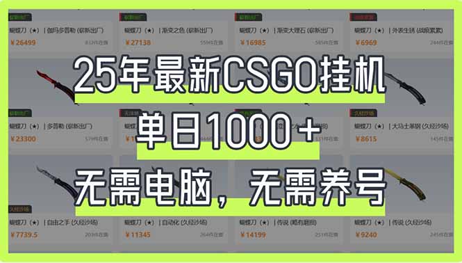 （14178期）25年最新CSGO挂机系统，单日1000+，无需电脑，无需养号，0基础可上手-百创网
