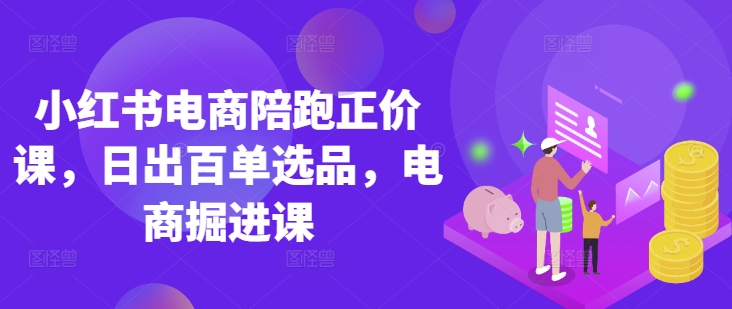 小红书电商陪跑正价课，小红书官方认证电商讲师教学，日出百单选品，电商掘进课-百创网
