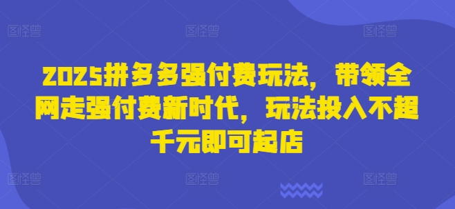 2025拼多多强付费玩法，带领全网走强付费新时代，玩法投入不超千元即可起店-百创网