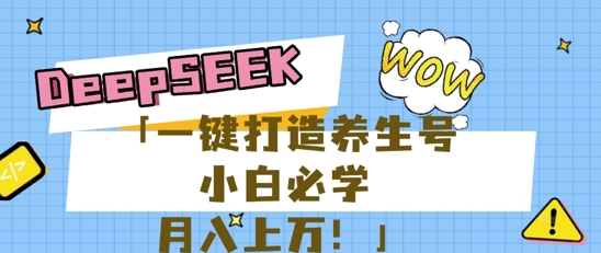 25年最新风口，用DeepSeek做养生号，小白必学，日入数张，一条作品涨粉1W+-百创网