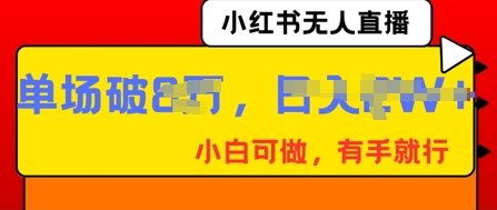 小红书无人直播，纯小白可做，有手就行，单场直播销售额破8w-百创网