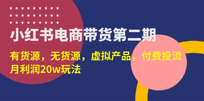 （14186期）小红书电商带货第二期，有货源，无货源，虚拟产品，付费投流，月利润20w-百创网