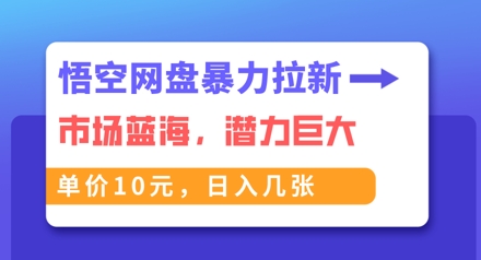 悟空网盘暴力拉新：一单10元，市场空白，日入几张-百创网