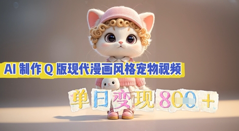 AI制作Q版现代漫画风格宠物视频，单日变现几张-百创网