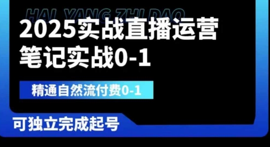 2025实战直播运营0-1，精通自然流付费0-1，可独立完成起号-百创网