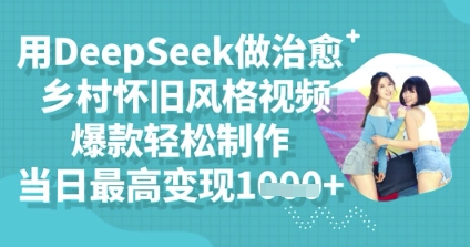 用DeepSeek做治愈乡村怀旧风格视频，爆款轻松制作，当日最高变现多张-百创网